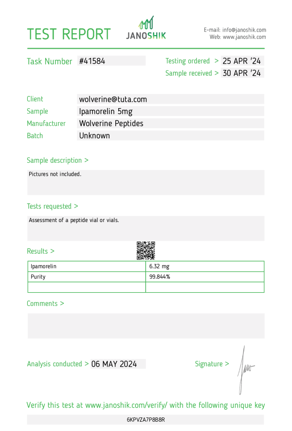 Ipamorelin Certifications